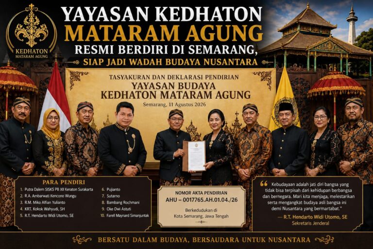 Yayasan Budaya Kedhaton Mataram Agung Resmi Lahir di Semarang, Wadah Lestarikan Warisan Luhur Nusantara